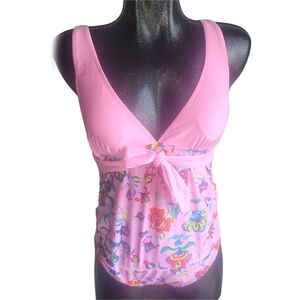 Shein Pink Floral One-Piece Swimsuit S